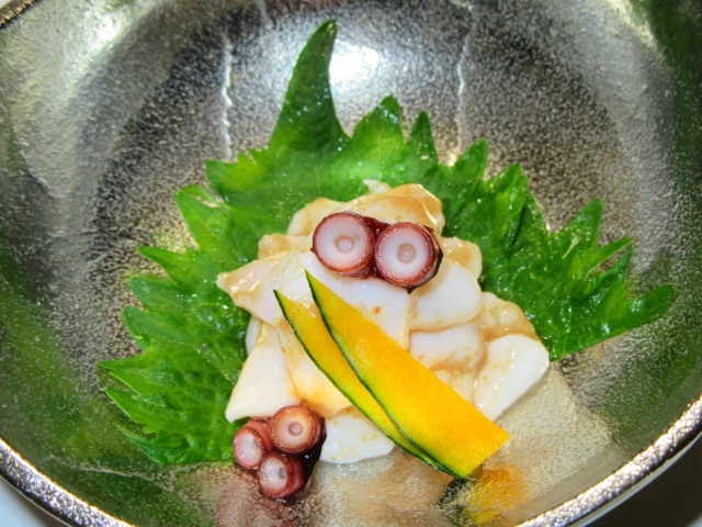 湯引き蛸の梅肉和え,夏の和え物の献立